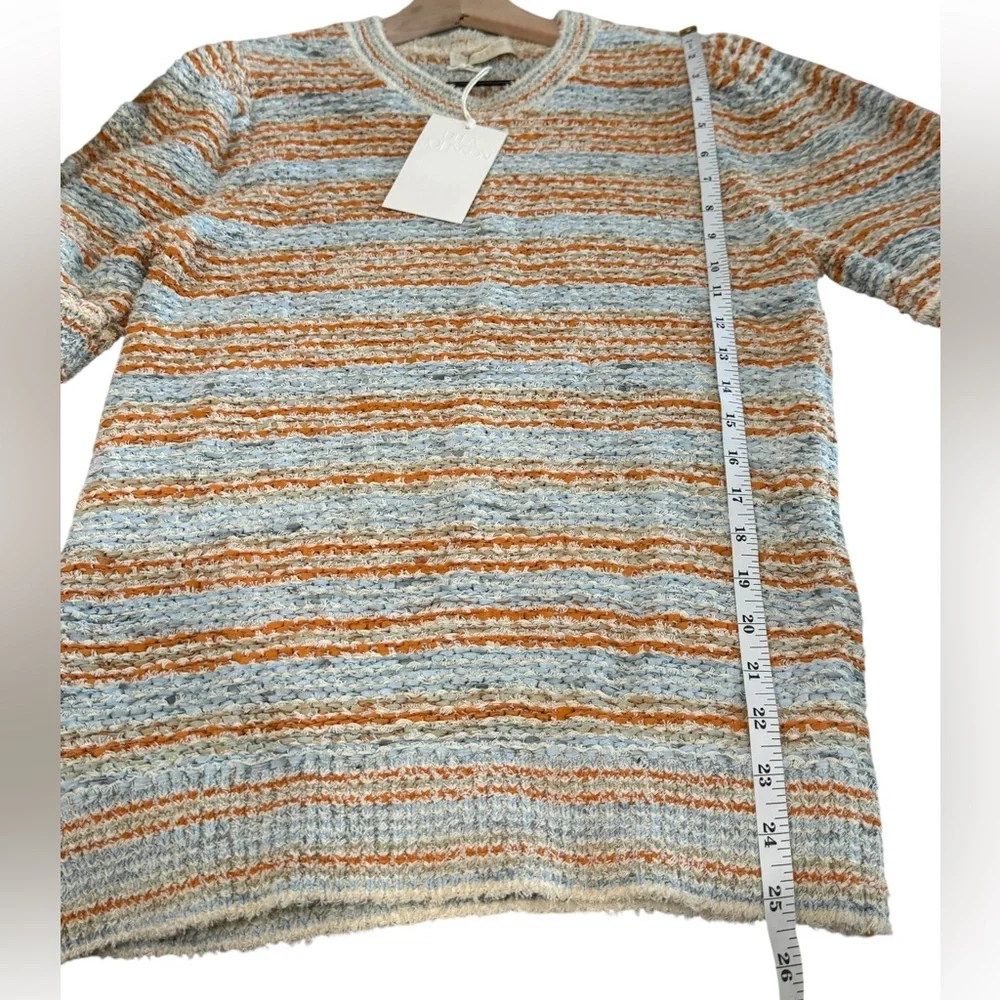 Ulla Johnson NWT Elara Puff Sleeve Blouse Multicolor Striped Knit Top Size Large